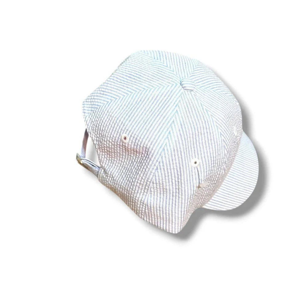 Herschel Supply Co Hat Unisex OS Blue White Seersucker Stripe Strapback Cap NWOT